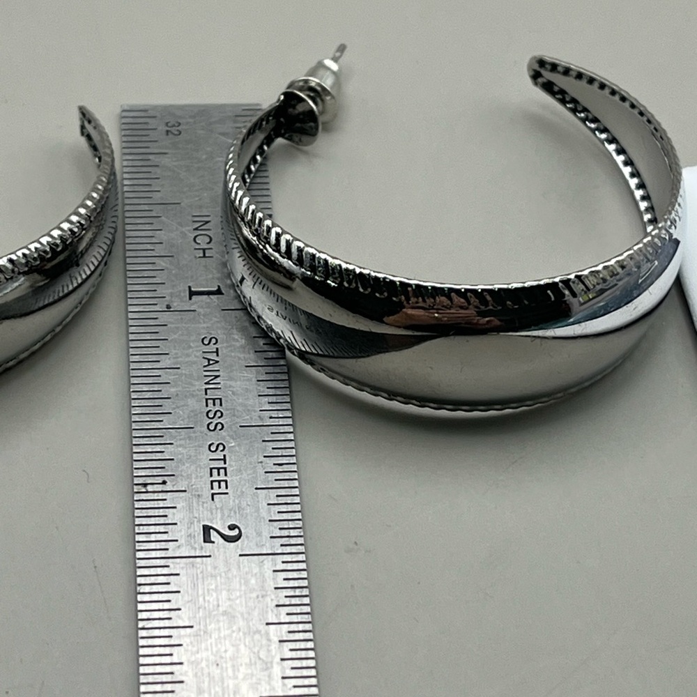 Silver Hoop Earrings - Picture 2 of 3